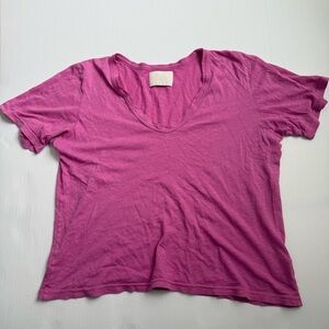 Citizens of Humanity Pink Slub Cotton V-Neck Tee Short Sleeve Size M